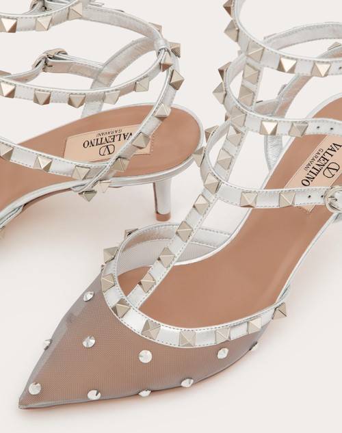 Red Valentino DÉCOLLETÉ ROCKSTUD IN RETE CON CRISTALLI E CINTURINI 65MM