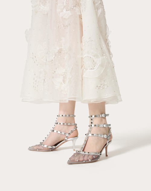 Red Valentino DÉCOLLETÉ ROCKSTUD IN RETE CON CRISTALLI E CINTURINI 65MM