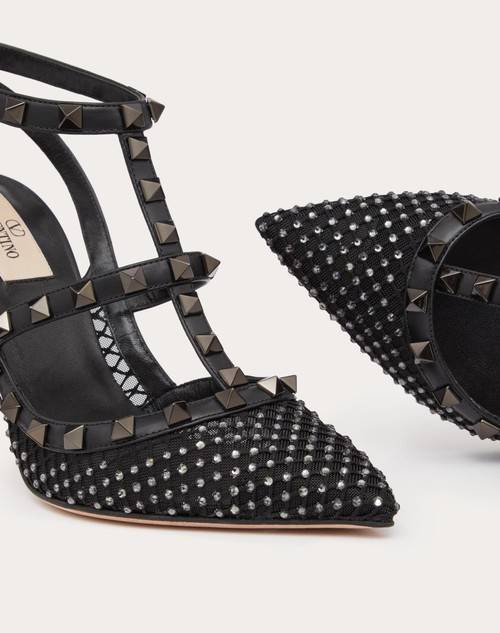 Red Valentino DÉCOLLETÉ ROCKSTUD IN RETE CON CRISTALLI E CINTURINI 100MM