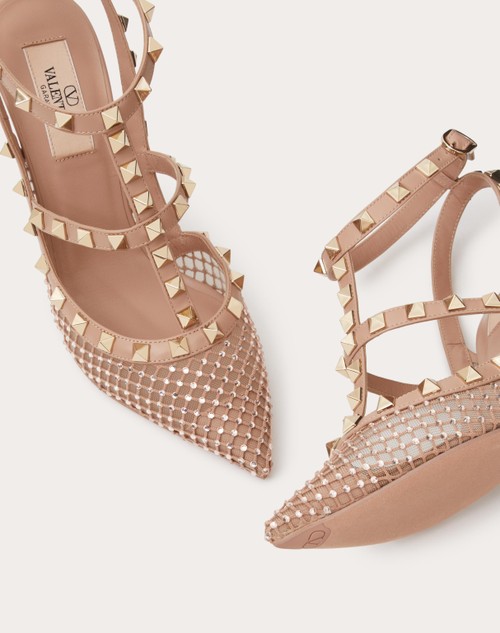 Red Valentino DÉCOLLETÉ ROCKSTUD IN RETE CON CRISTALLI E CINTURINI 100MM
