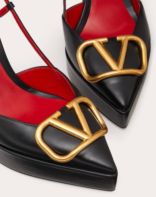 Red Valentino DÉCOLLETÉ SLINGBACK CON PLATEAU VLOGO SIGNATURE IN VITELLO 120MM