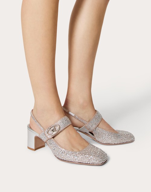 Red Valentino DÉCOLLETÉ SLINGBACK MARY-JANE VLOGO LOCKER CON CRISTALLI 60MM