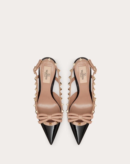 Red Valentino DÉCOLLETÉ SLINGBACK ROCKSTUD BOW IN VERNICE 100MM
