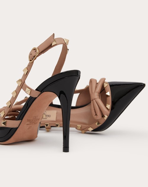 Red Valentino DÉCOLLETÉ SLINGBACK ROCKSTUD BOW IN VERNICE 100MM