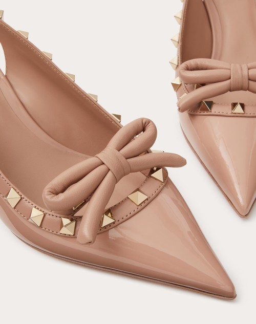 Red Valentino DÉCOLLETÉ SLINGBACK ROCKSTUD BOW IN VERNICE 60MM