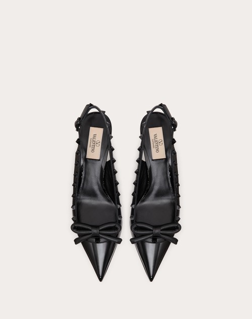 Red Valentino DÉCOLLETÉ SLINGBACK ROCKSTUD BOW IN VERNICE E BORCHIE IN TONO 60MM