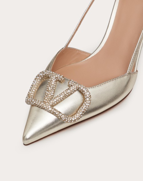 Red Valentino DÉCOLLETÉ SLINGBACK VLOGO GLOW IN NAPPA LAMINATA 80MM