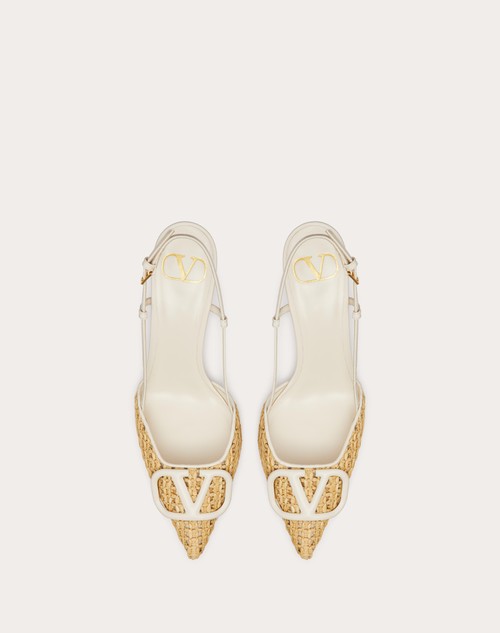 Red Valentino DÉCOLLETÉ SLINGBACK VLOGO SIGNATURE IN RAFIA INTRECCIATA 80MM