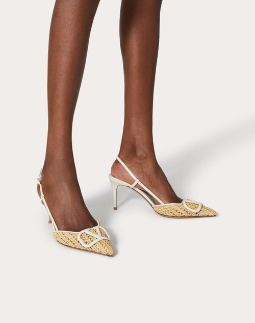 Red Valentino DÉCOLLETÉ SLINGBACK VLOGO SIGNATURE IN RAFIA INTRECCIATA 80MM