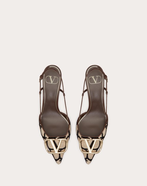 Red Valentino DÉCOLLETÉ SLINGBACK VLOGO SIGNATURE IN TOILE ICONOGRAPHE 80MM