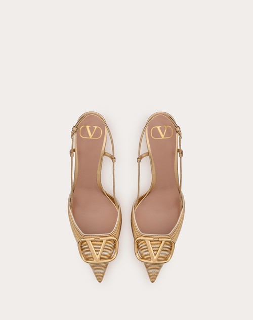 Red Valentino DÉCOLLETÉ SLINGBACK VLOGO SIGNATURE METALIZZATO CON RICAMO CORNELY 80MM