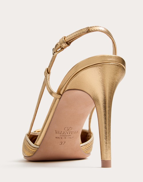 Red Valentino DÉCOLLETÉ SLINGBACK VLOGO SIGNATURE METALIZZATO CON RICAMO CORNELY 80MM