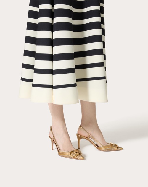 Red Valentino DÉCOLLETÉ SLINGBACK VLOGO SIGNATURE METALIZZATO CON RICAMO CORNELY 80MM