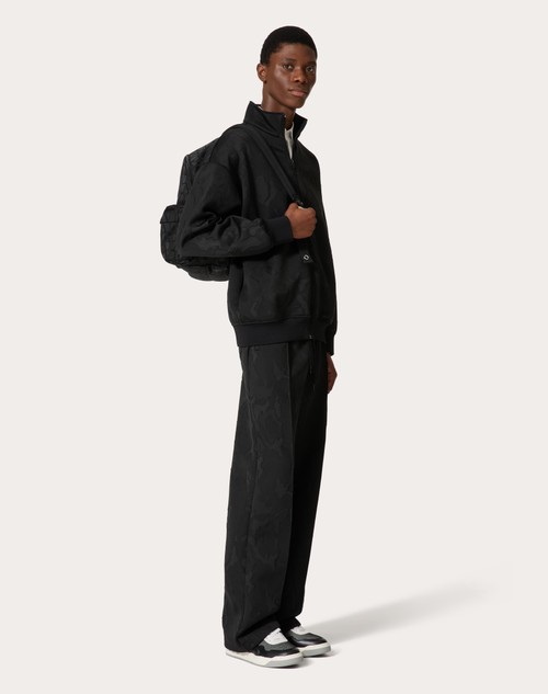 Red Valentino FELPA COLLO ALTO IN ACETATO CON ZIP E MOTIVO CAMOUNOIR ALL OVER