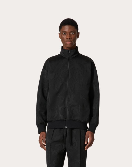 Red Valentino FELPA COLLO ALTO IN ACETATO CON ZIP E MOTIVO CAMOUNOIR ALL OVER