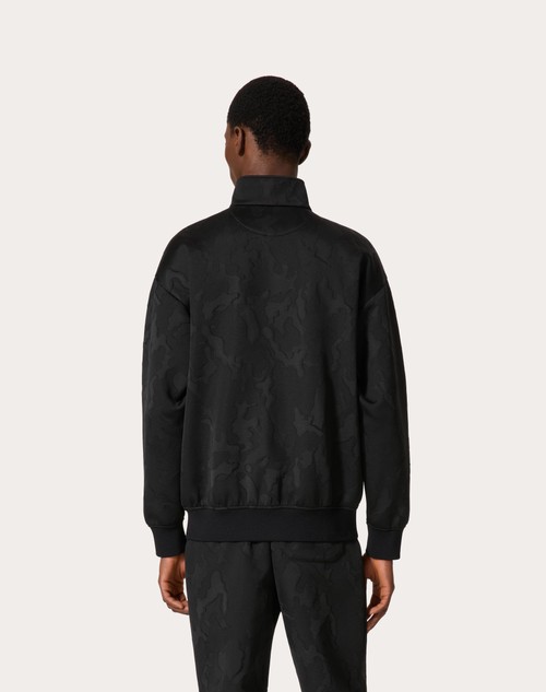 Red Valentino FELPA COLLO ALTO IN ACETATO CON ZIP E MOTIVO CAMOUNOIR ALL OVER