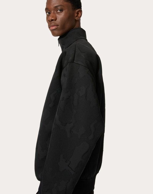 Red Valentino FELPA COLLO ALTO IN ACETATO CON ZIP E MOTIVO CAMOUNOIR ALL OVER