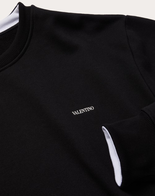 Red Valentino FELPA GIROCOLLO IN COTONE CON STAMPA VALENTINO