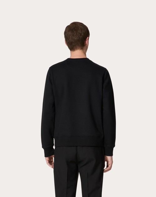 Red Valentino FELPA GIROCOLLO IN COTONE CON V DETAIL GOMMATA