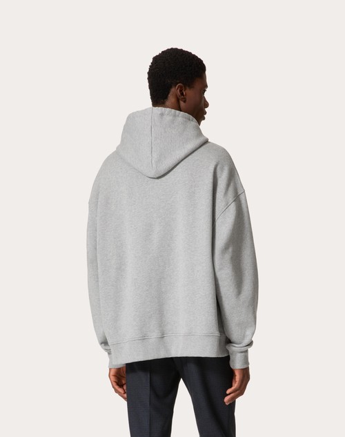 Red Valentino FELPA IN COTONE CON CAPPUCCIO E V DETAIL METALLICA