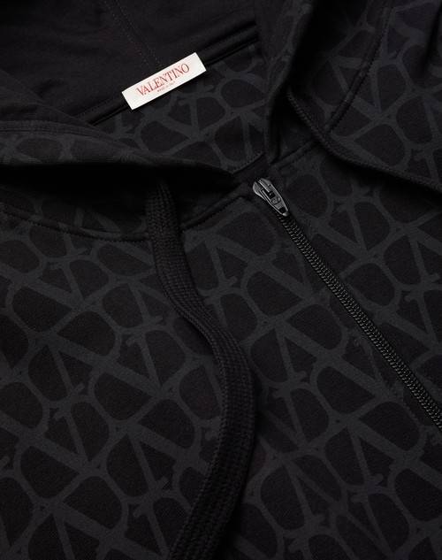 Red Valentino FELPA IN COTONE CON CAPPUCCIO, ZIP E STAMPA TOILE ICONOGRAPHE