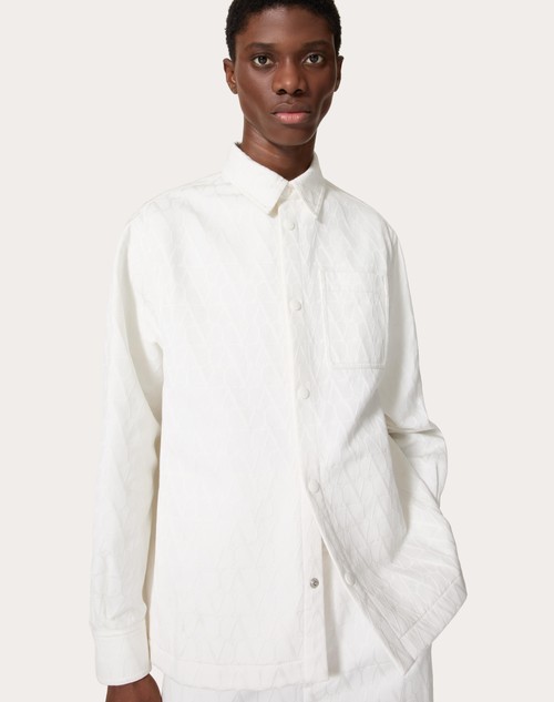 Red Valentino GIACCA CAMICIA IN CANVAS DI COTONE CON MOTIVO TOILE ICONOGRAPHE