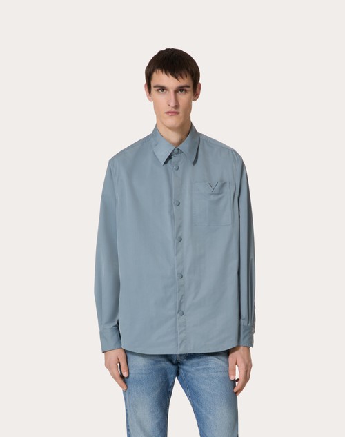 Red Valentino GIACCA CAMICIA IN NYLON CON V DETAIL GOMMATA