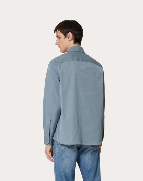 Red Valentino GIACCA CAMICIA IN NYLON CON V DETAIL GOMMATA