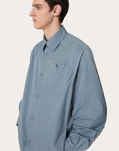 Red Valentino GIACCA CAMICIA IN NYLON CON V DETAIL GOMMATA
