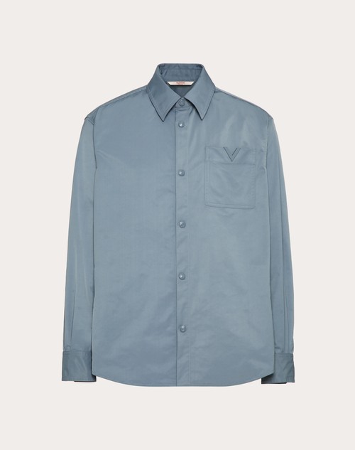 Red Valentino GIACCA CAMICIA IN NYLON CON V DETAIL GOMMATA