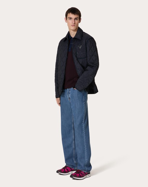 Red Valentino GIACCA CAMICIA IN NYLON TRAPUNTATA CON V DETAIL METALLICA