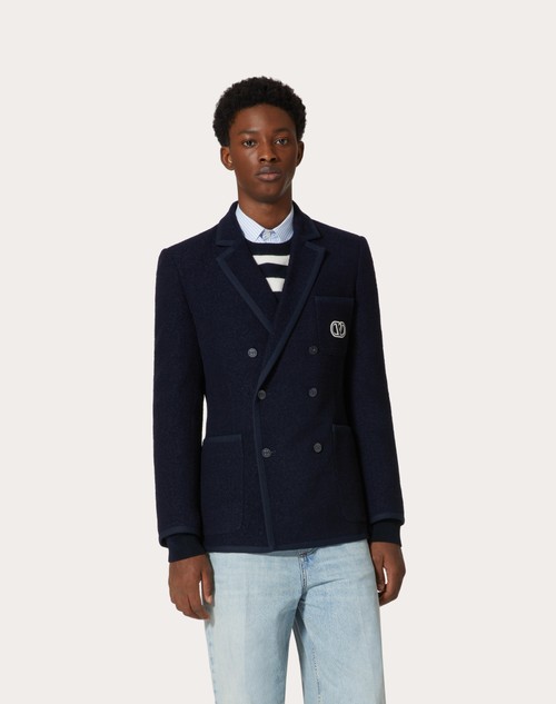 Red Valentino GIACCA DOPPIOPETTO IN LANA BOUCLE' CON RICAMO VLOGO SIGNATURE