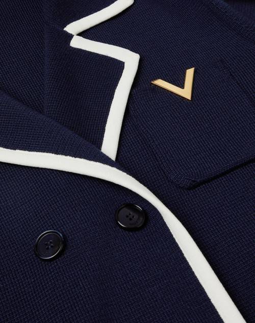 Red Valentino GIACCA DOPPIOPETTO IN LANA CON V DETAIL METALLICA