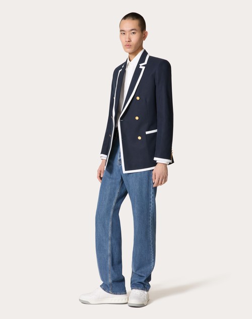 Red Valentino GIACCA DOPPIOPETTO IN POPELINE DI COTONE ACCOPPIATO CON SCUBA