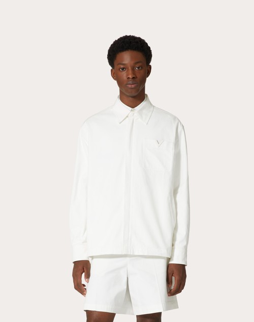 Red Valentino GIACCA IN CANVAS DI COTONE STRETCH CON V DETAIL GOMMATA