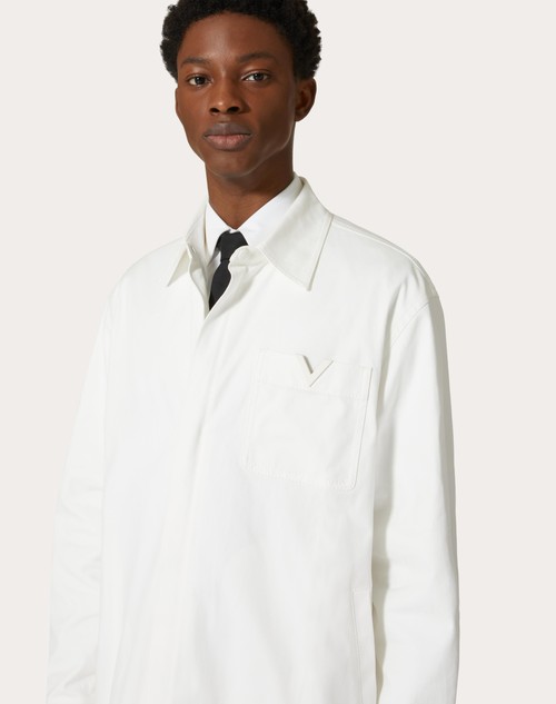 Red Valentino GIACCA IN CANVAS DI COTONE STRETCH CON V DETAIL GOMMATA