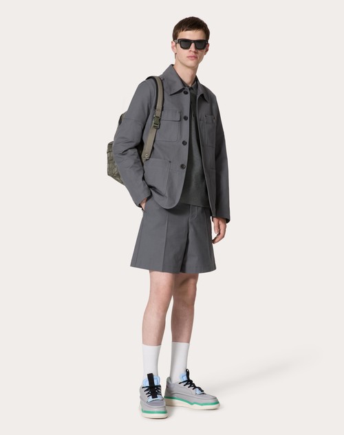 Red Valentino GIACCA IN CANVAS DI COTONE STRETCH CON V DETAIL METALLICA