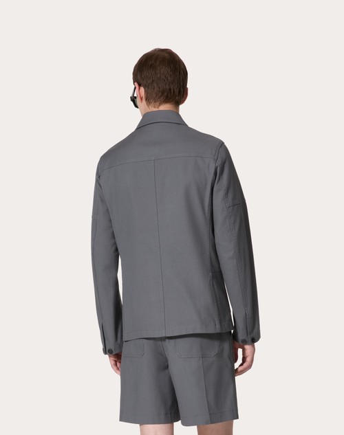 Red Valentino GIACCA IN CANVAS DI COTONE STRETCH CON V DETAIL METALLICA