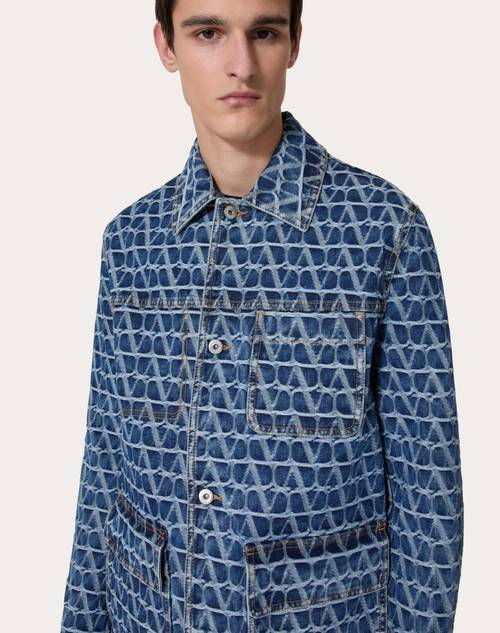 Red Valentino GIACCA IN DENIM CON MOTIVO TOILE ICONOGRAPHE