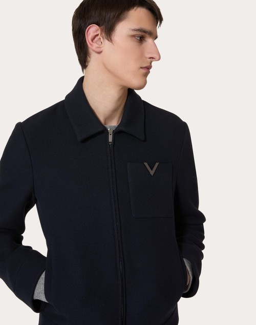 Red Valentino GIACCA IN LANA CON V DETAIL METALLICA