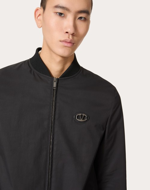 Red Valentino GIACCA IN NYLON CON PATCH IN PELLE E VLOGO SIGNATURE