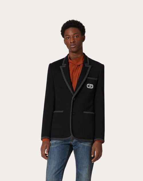 Red Valentino GIACCA MONOPETTO IN JERSEY DI COTONE CON PATCH VLOGO SIGNATURE