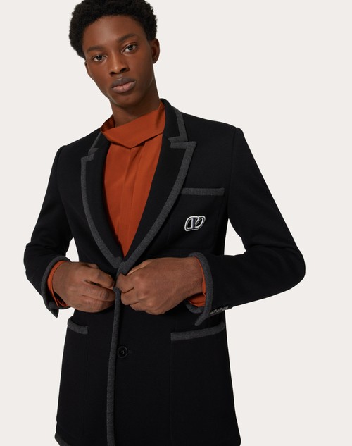 Red Valentino GIACCA MONOPETTO IN JERSEY DI COTONE CON PATCH VLOGO SIGNATURE