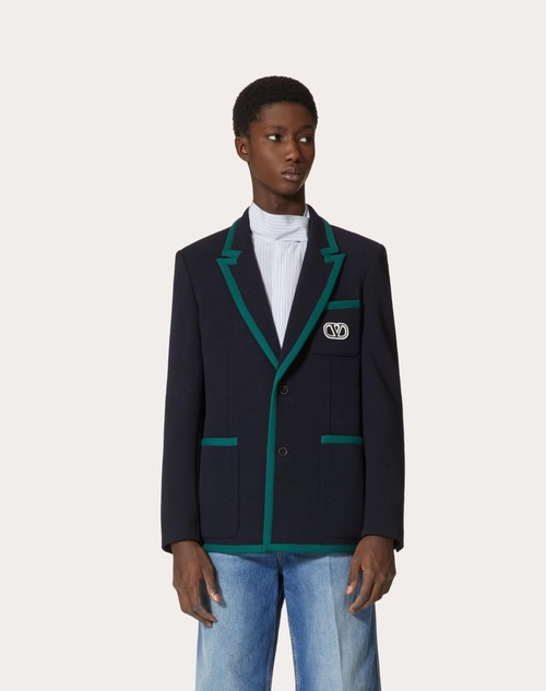 Red Valentino GIACCA MONOPETTO IN LANA STRETCH CON PATCH VLOGO SIGNATURE