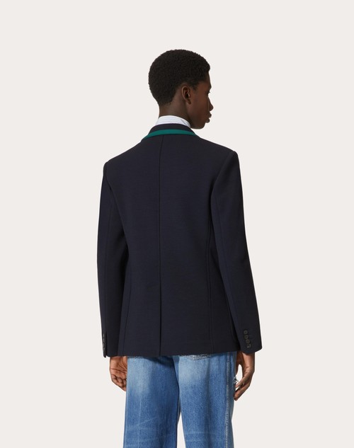 Red Valentino GIACCA MONOPETTO IN LANA STRETCH CON PATCH VLOGO SIGNATURE