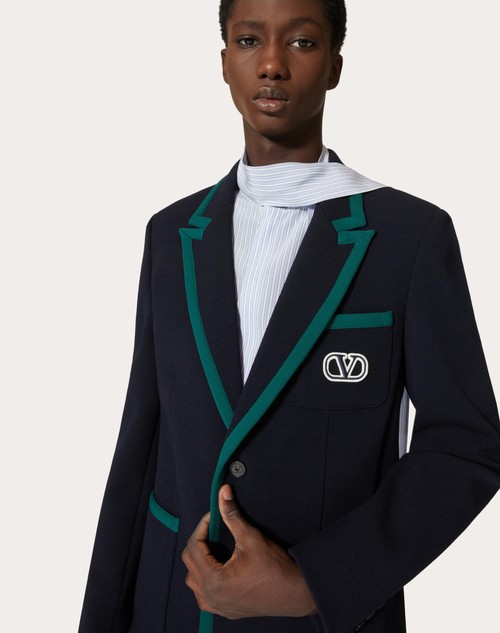 Red Valentino GIACCA MONOPETTO IN LANA STRETCH CON PATCH VLOGO SIGNATURE