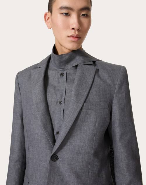 Red Valentino GIACCA MONOPETTO IN LINO ACCOPPIATA CON SCUBA