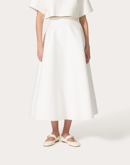 Red Valentino GONNA MIDI IN LIGHT DOUBLE SPLITTABLE GABARDINE