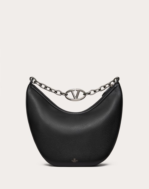 Red Valentino HOBO MEDIA VLOGO MOON BAG IN VITELLO GRANATO CON CATENA