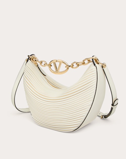 Red Valentino HOBO PICCOLA VLOGO MOON BAG IN NAPPA LAVORATA CON CATENA
